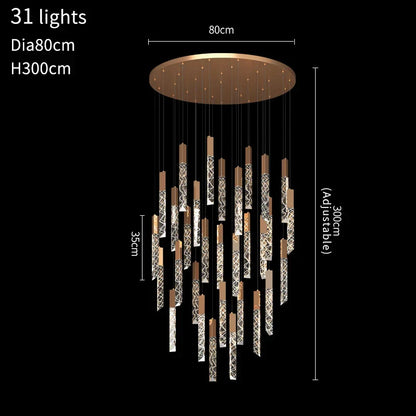 DecorBites™ Crystal LED Chandelier: Modern Luxury Staircase & Living Room Hanging Lamp