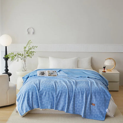 DecorBites™ Jacquard Milk Velvet Air Conditioning Blanket | All Seasons Warmth & Travel Shawl