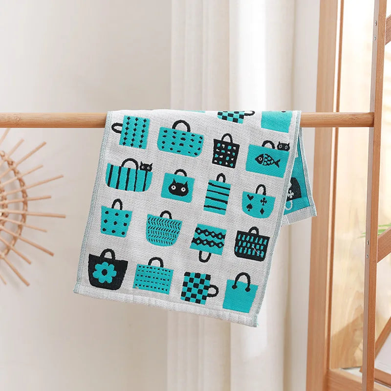 Cat Print Face Towels