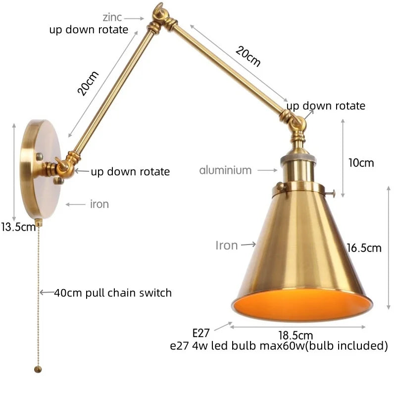 Brass Long Arm Lamp