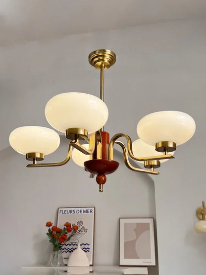 DecorBites™ Cream Glass Pendant Chandelier for Home Decor