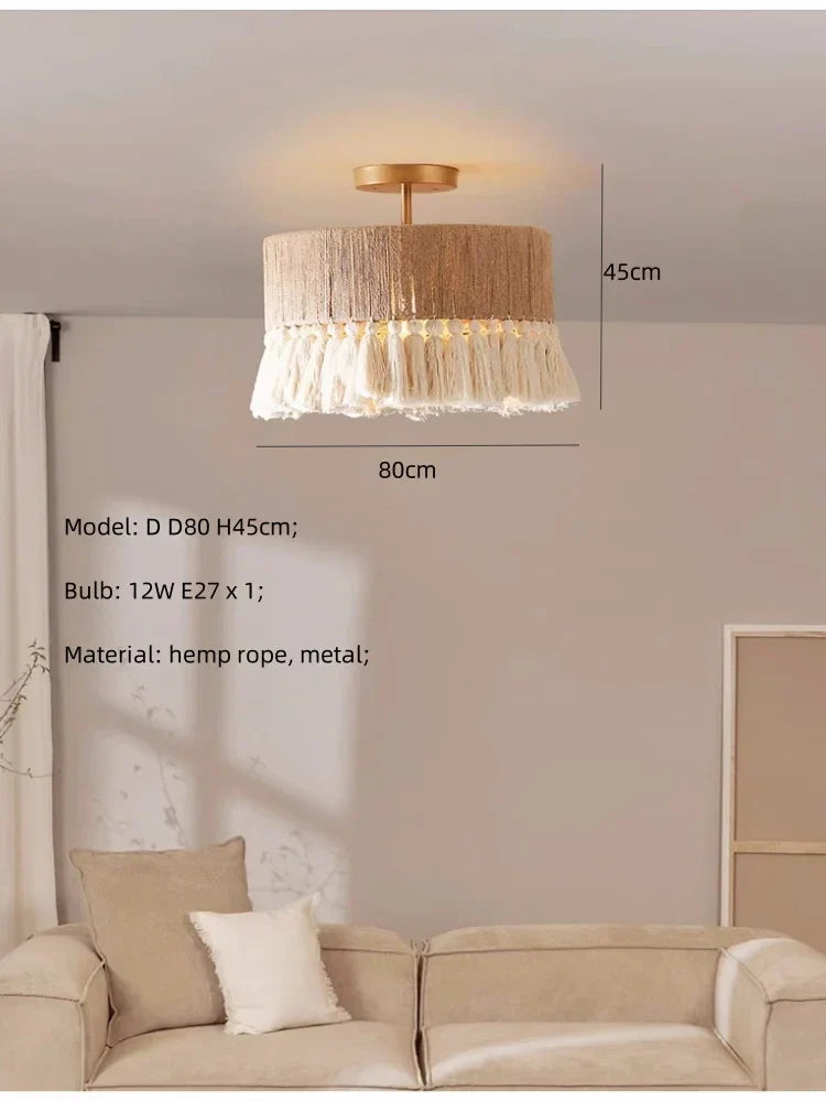 Hemp Rope Pendant Light Nordic D60cm Design