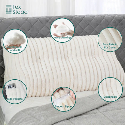 DecorBites™ Headboard Wedge Pillow - Triangular Bed Rest Support & Reading Bolster