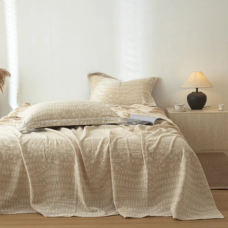 DecorBites™ Cotton & Linen Bed Sheet Set: Luxury, Skin-Friendly, All Seasons, Queen & King Sizes
