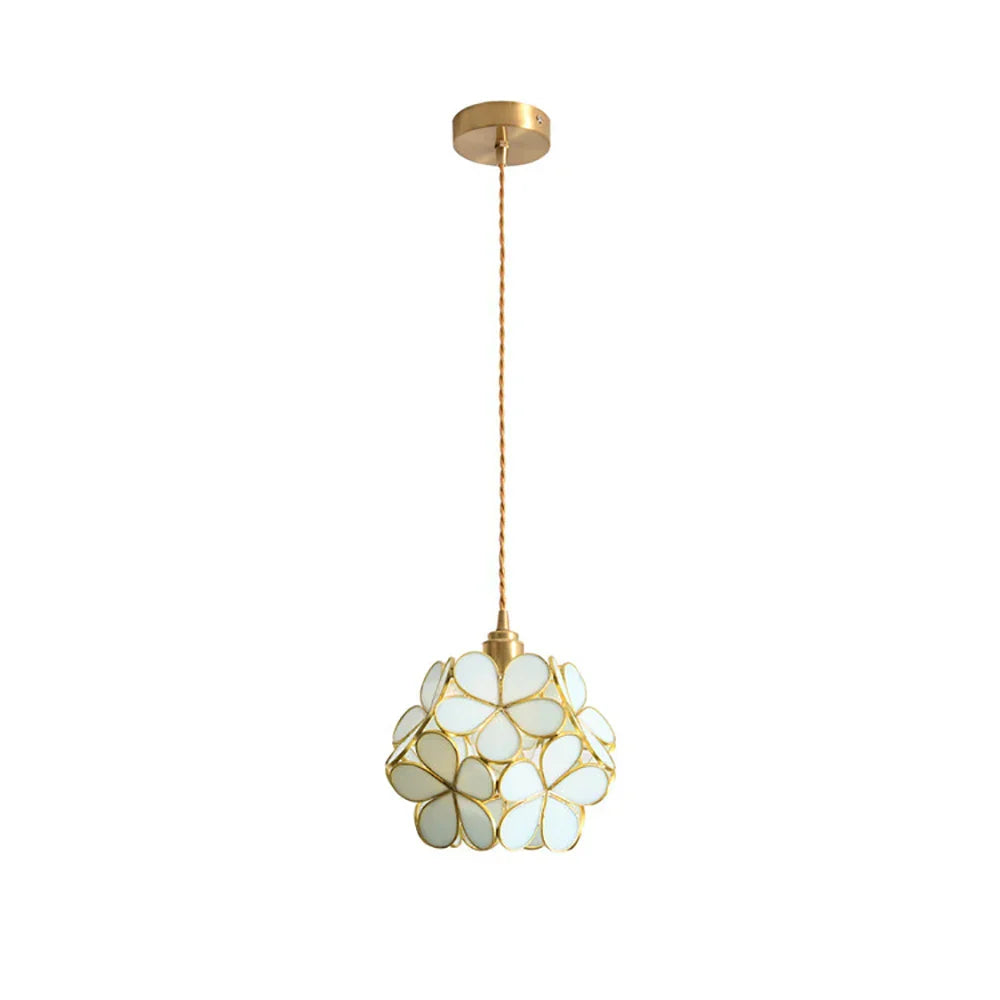 DecorBites™ Glass Petal Pendant Light: Handmade Modern Flower Stained Lamp for Bedroom & Living Room