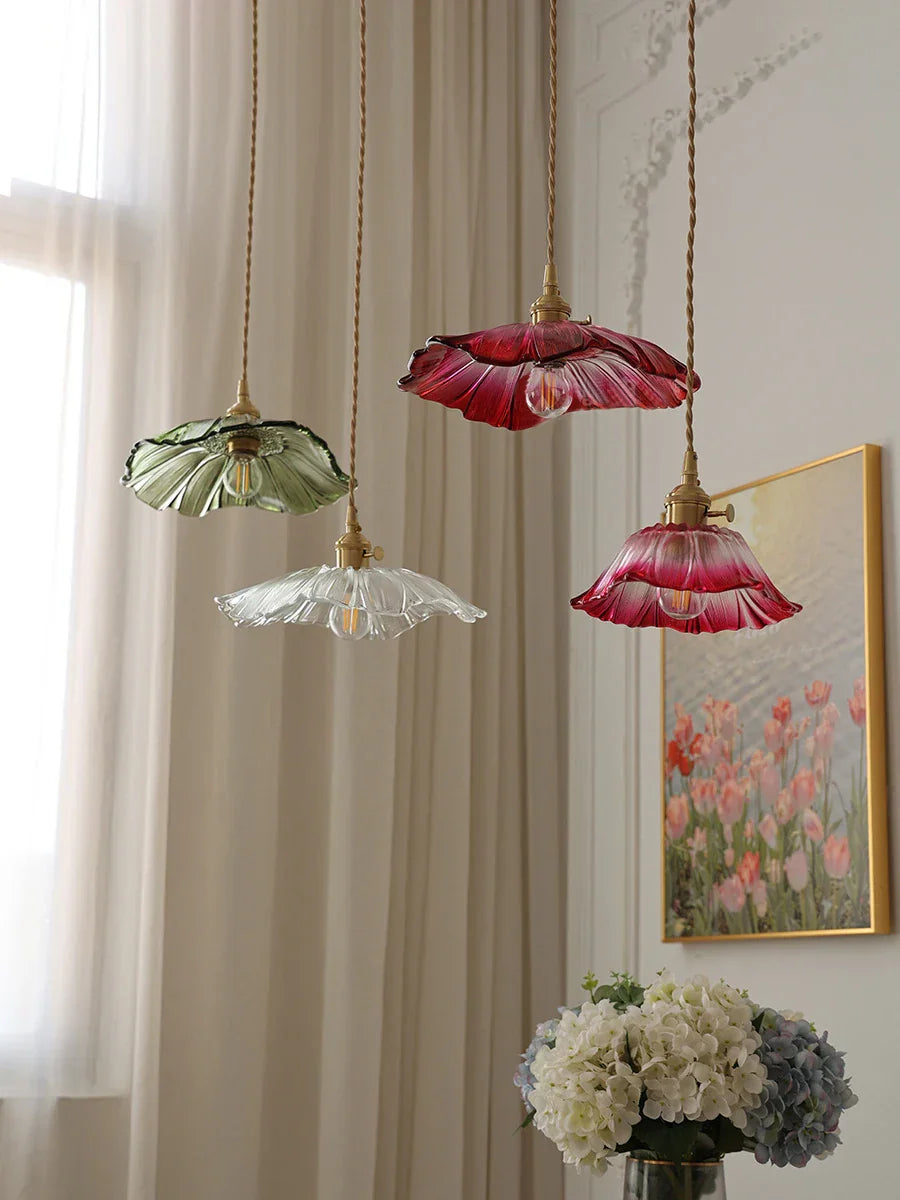 Sunflower Glass Brass Pendant