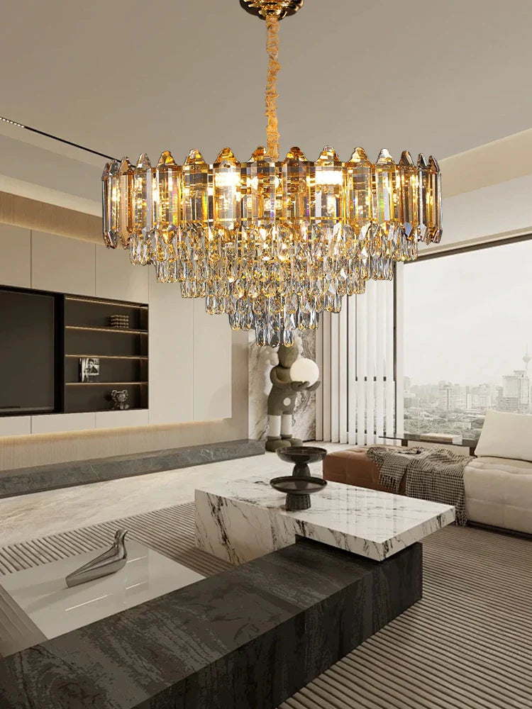 Gold Amber Crystal Chandelier Dia150cm Living Room