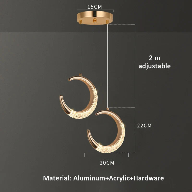 Modern Ring Pendant Light in Acrylic and Plated Metal