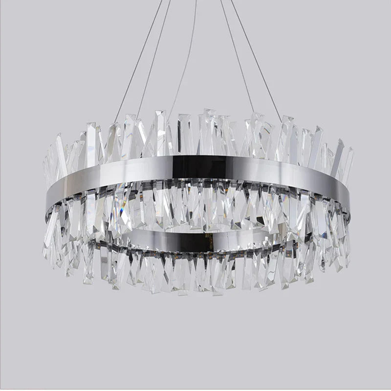 DecorBites™ Crystal LED Pendant Light Chrome/Gold Luxury Chandelier for Kitchen Living Room.