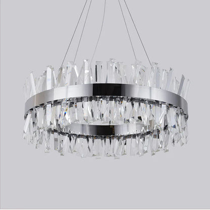 DecorBites™ Crystal LED Pendant Light Chrome/Gold Luxury Chandelier for Kitchen Living Room.