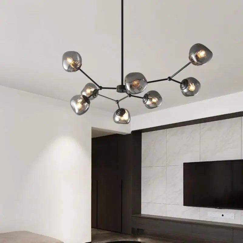 DecorBites™ Gray Lava Glass Chandelier LED Pendant Light Modern Nordic Design