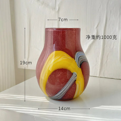 DecorBites™ Irregular Geometric Graffiti Glass Vase for Floral Arrangement and Home Decoration