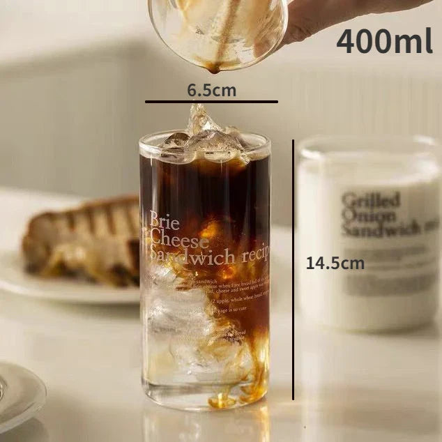 DecorBites™ Korean Glass Cups - 350ml Heat-resistant Drinking Glasses for Coffee, Tea, Milk, Beer, Water