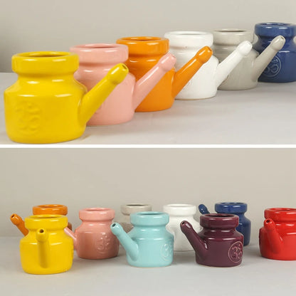 350Ml Ceramic Neti Pot Nose Cleaning Pot Durable Leakproof Spout Pot For Nasal Rinsing Nose Washing Men Women