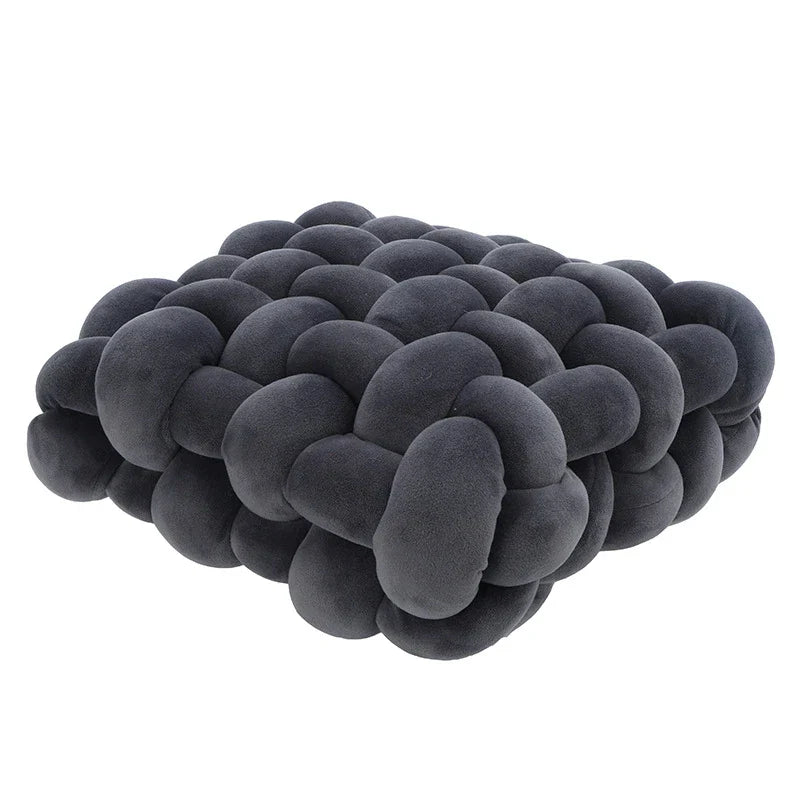 DecorBites™ Knot Square Pillows: Handmade Decor for Living Room, Bedroom, Office in Grey