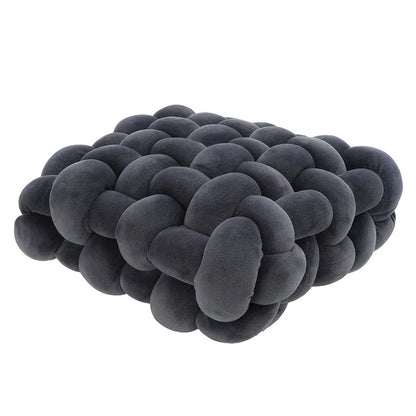 DecorBites™ Knot Square Pillows: Handmade Decor for Living Room, Bedroom, Office in Grey