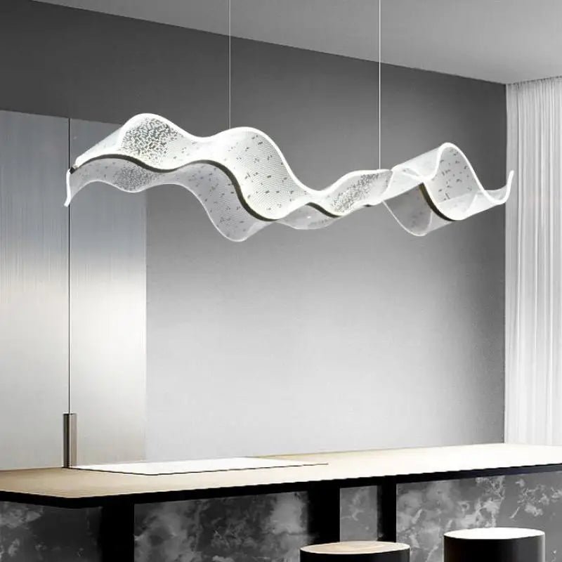 DecorBites™ Acrylic Ribbon LED Pendant Chandelier - Designer Dining Room Hanging Lamp