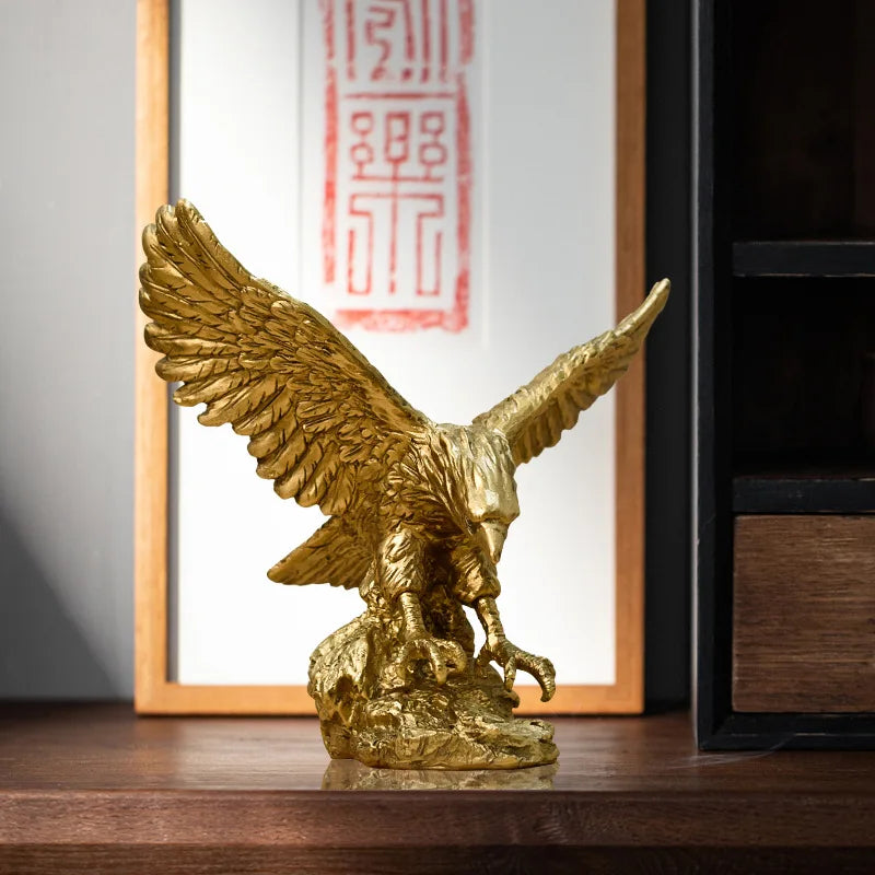 Gold Eagle Resin Sculpture Figurine Decor