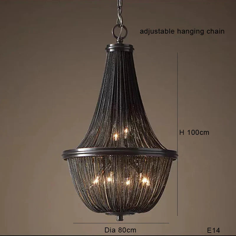 DecorBites™ Black Aluminum Chain Tassel Pendant Lights - Dimmable Classic Chandelier