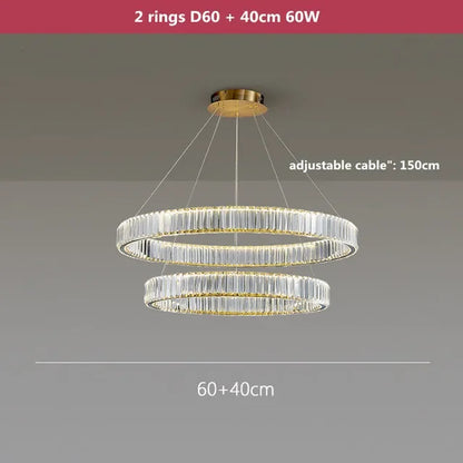 DecorBites™ Crystal LED Ring Chandelier - Luxury Villa Stair Pendant Fixture