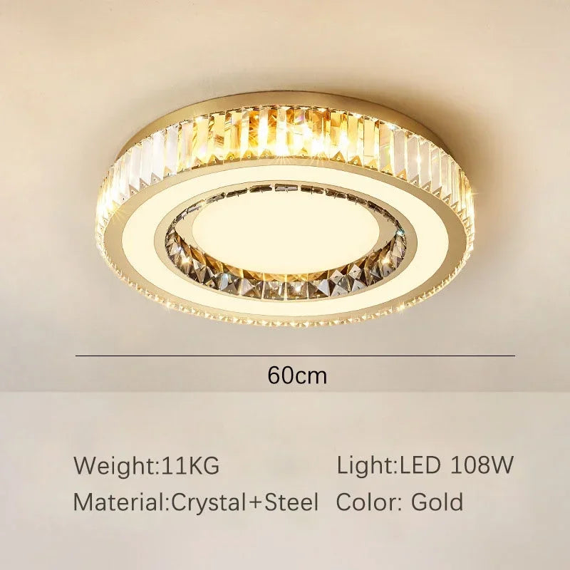Gold Crystal LED Ceiling Chandelier 100cm Bright