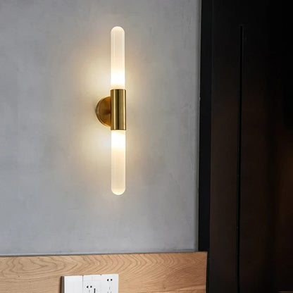 DecorBites™ Gold Metal LED Sconce with Clear White Glass, E27, Minimalist Design