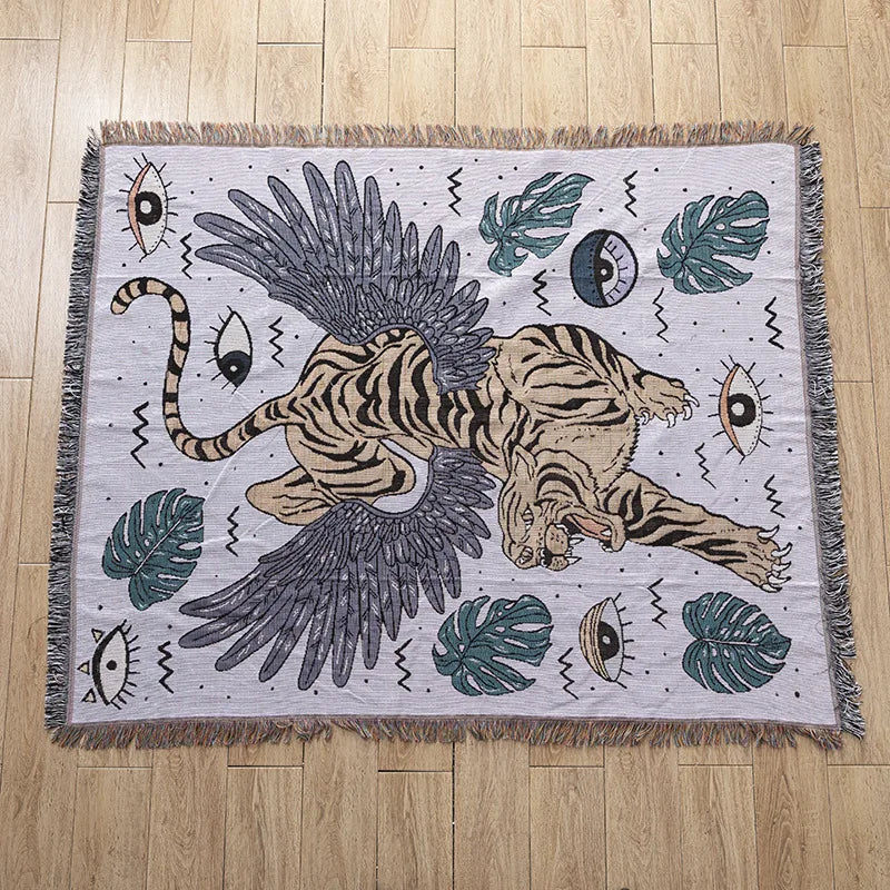 Tapestry Knit Sofa Blanket