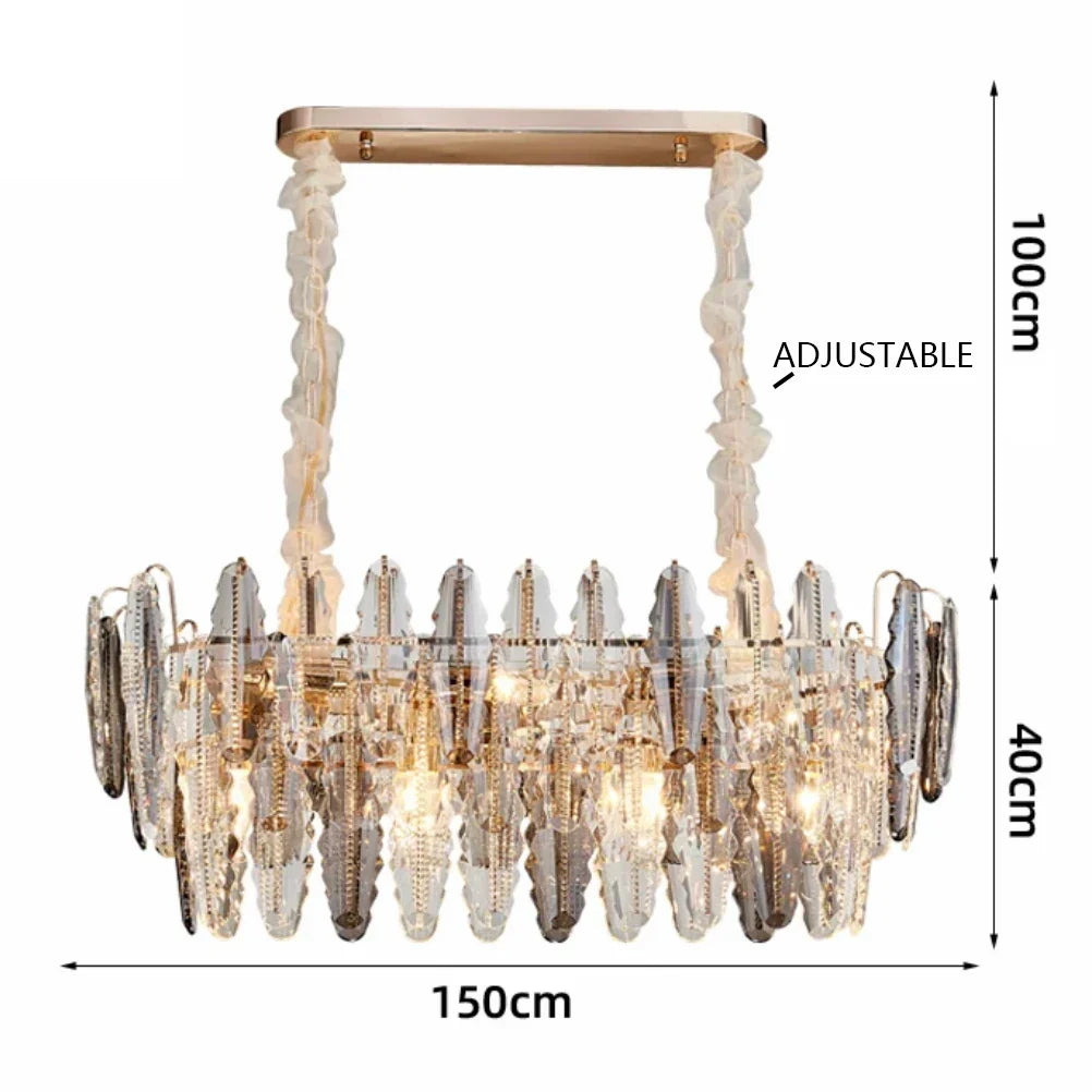 Crystal Leaf Chandelier 150cm Duplex Design