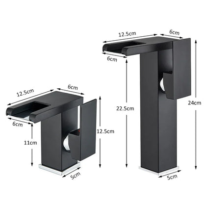DecorBites™ LED Waterfall Bathroom Sink Faucet Hot Cold Mixer Tap Deck Mounted