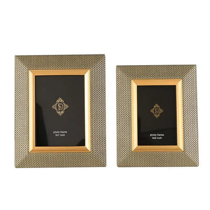 DecorBites™ Leather Metal Picture Frame: Luxury Office Study Bedroom Decor & Gift