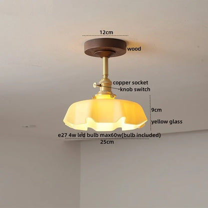 DecorBites™ Glass Wood LED Ceiling Light Nordic Design for Living Room & Corridor