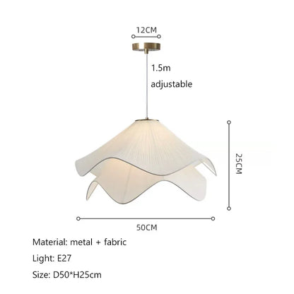 DecorBites™ LED White Fabric Pendant Light for Living Room Bedroom Dining Table