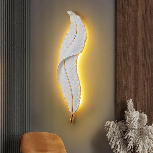 DecorBites™ LED Feather Wall Sconces for Living Room Bedroom Hotel Hall Decor