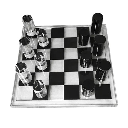 DecorBites™ Geometric Crystal Chessboard: Transparent Chess Set Home Decor & Figurines