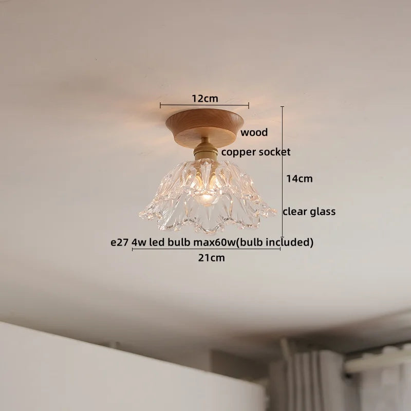 DecorBites™ Glass Wood LED Ceiling Light Modern Ceiling Lamp
