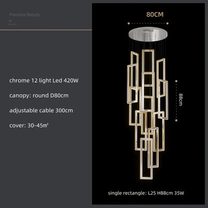 DecorBites™ Crystal LED Pendant Light Luxury Stairs Lustre Modern Lighting Fixture