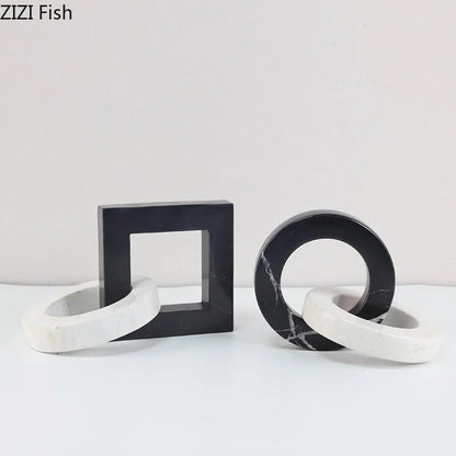 DecorBites™ Geometric Knot Sculpture Desk Decor - Abstract Square Ring Statue