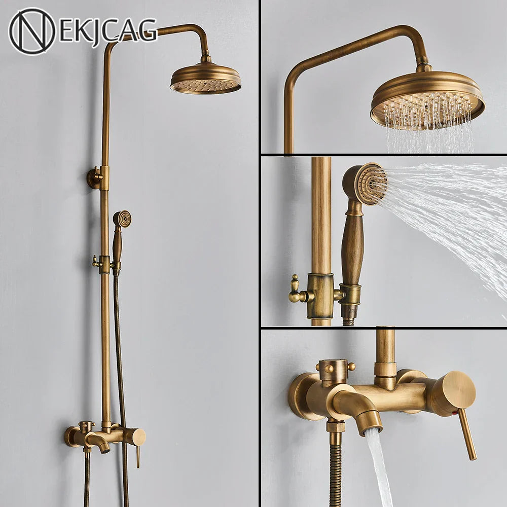 DecorBites™ Brass Handheld Rainfall Shower Wall-mounted Hot Cold Water Mixer System