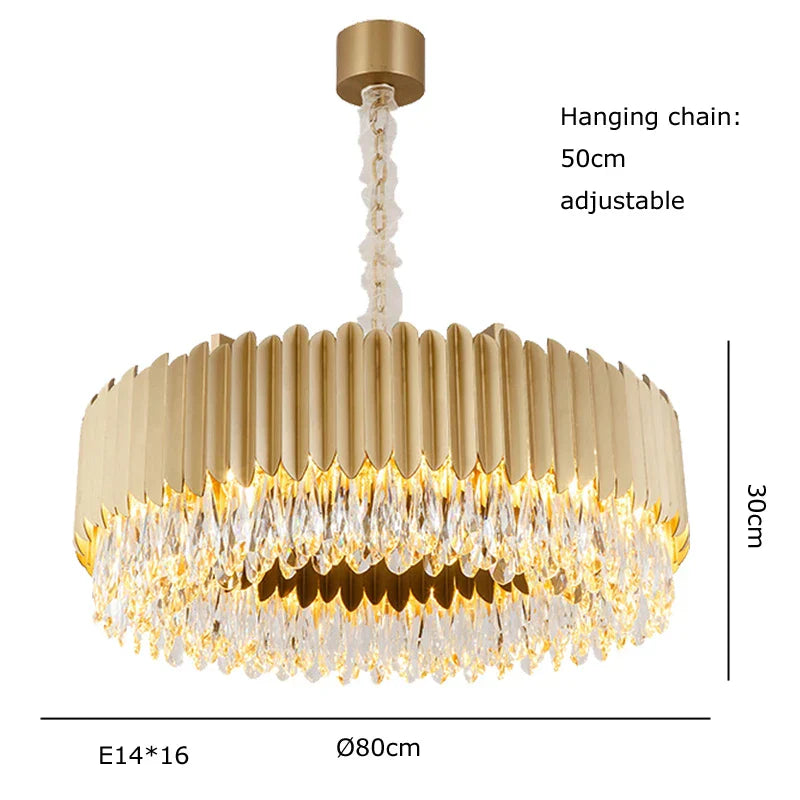 DecorBites™ Crystal 2024 Ceiling Chandeliers: Modern Dimmable LED Round Lamps Black