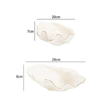 DecorBites™ Gold Ceramic Seashell Bowl: Luxe Decorative Storage Tray for Candy, Fruit, Jewelry