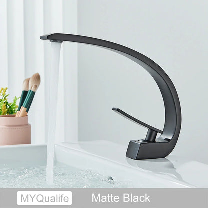 DecorBites™ Brushed Gold Basin Faucet, Deck Mounted Wash Basin Mixer for Bathroom