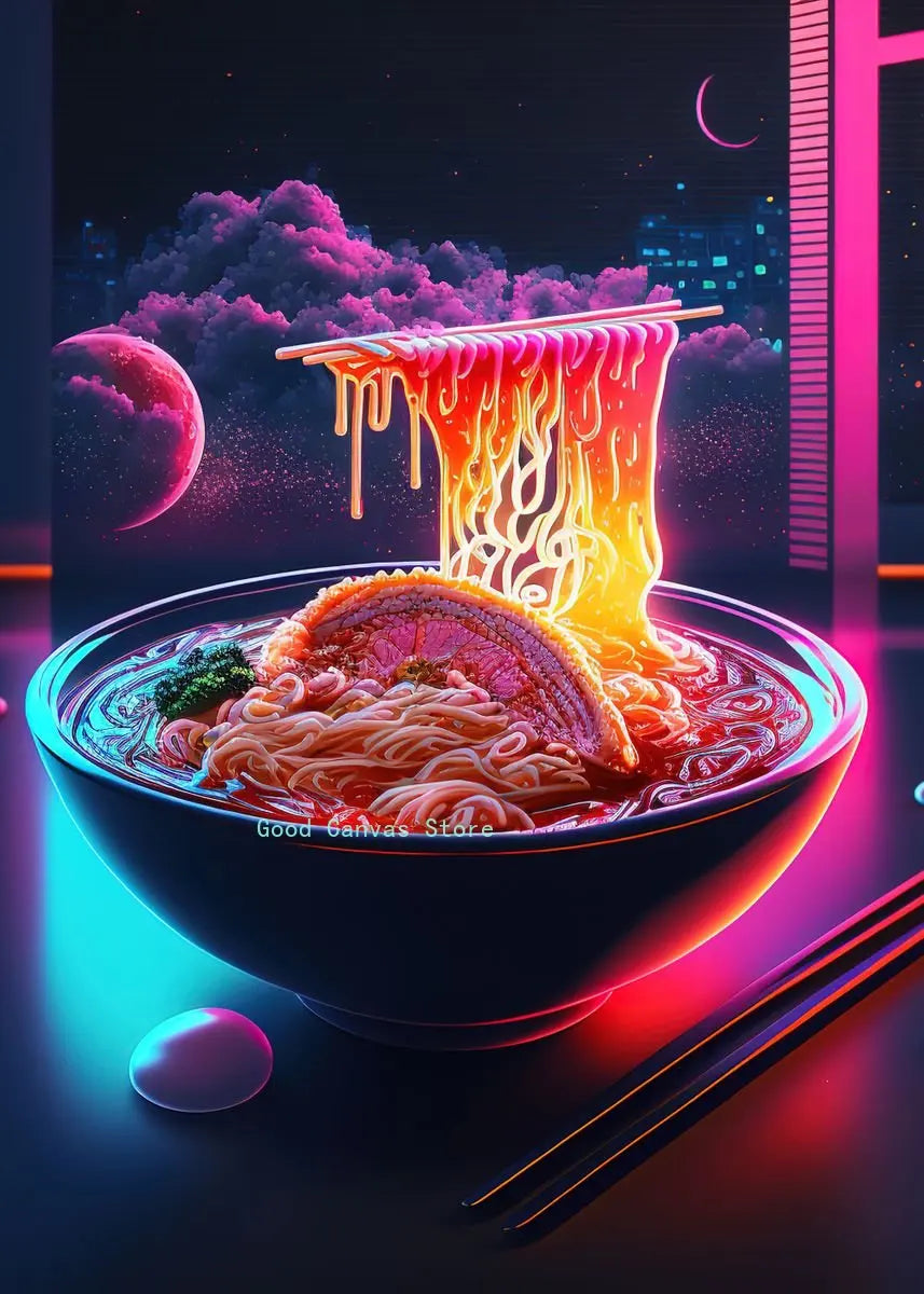 Neon Food Canvas Art