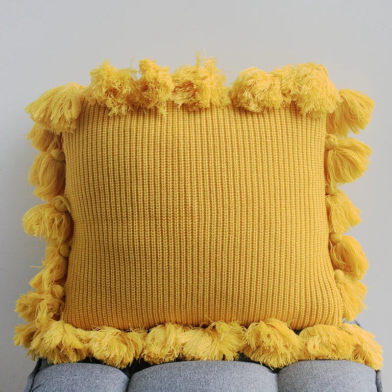 DecorBites™ Knit Cushion Cover 45*45cm Soft Solid Pillow Case for Sofa Bed Nursery