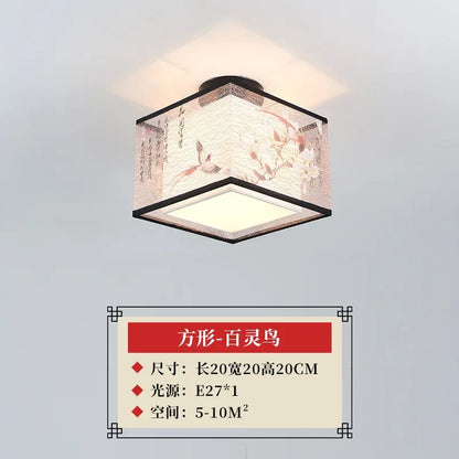 DecorBites™ Lotus Chinese Chandelier Ceiling Lamp Simple Corridor Painting LED Lighting