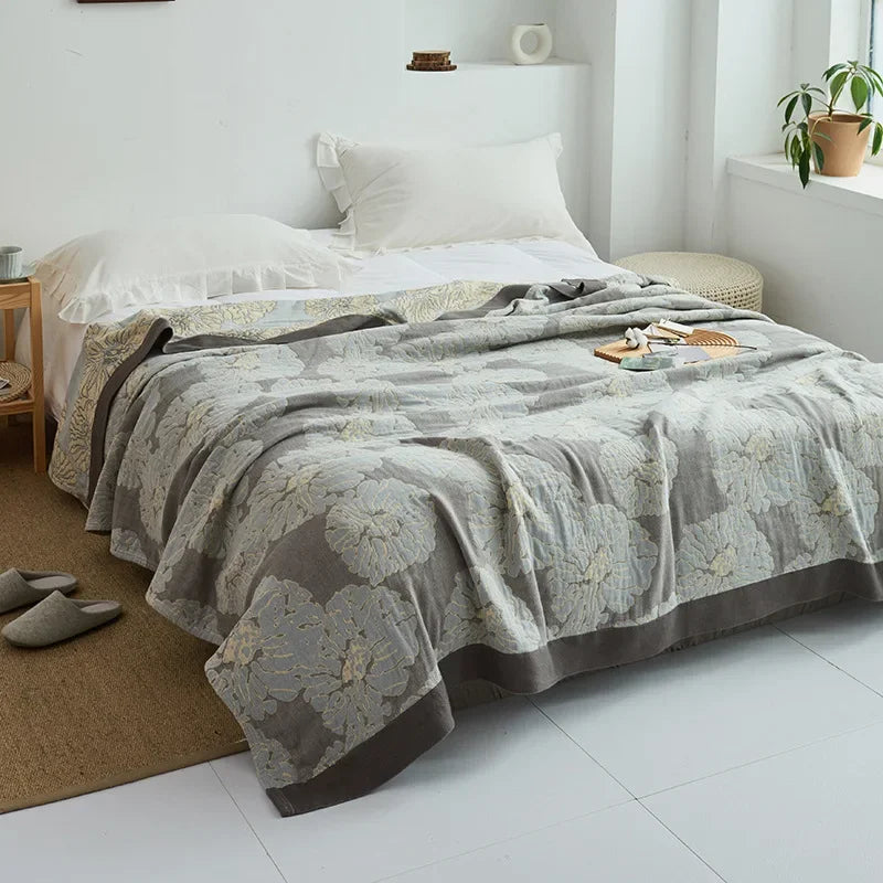 DecorBites™ Cotton Gauze Towel Throw Blanket - Soft and Cozy Bedspread for All Seasons
