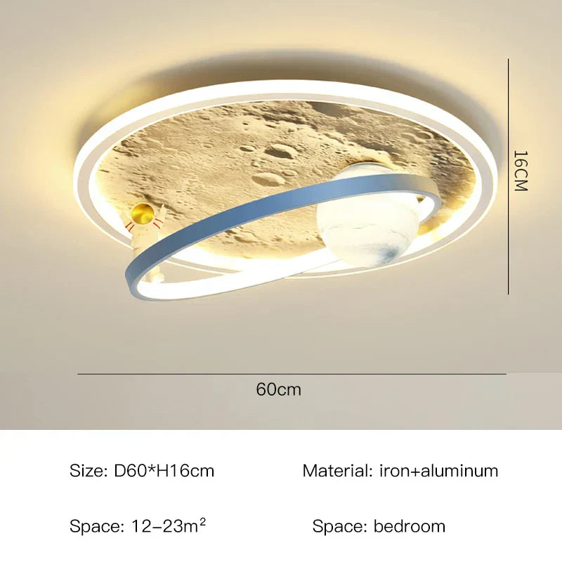 DecorBites™ Kids Moon Astronaut LED Ceiling Light for Eye Care in Blue Pink Carton Theme