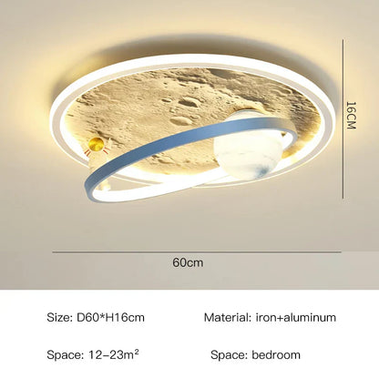 DecorBites™ Kids Moon Astronaut LED Ceiling Light for Eye Care in Blue Pink Carton Theme