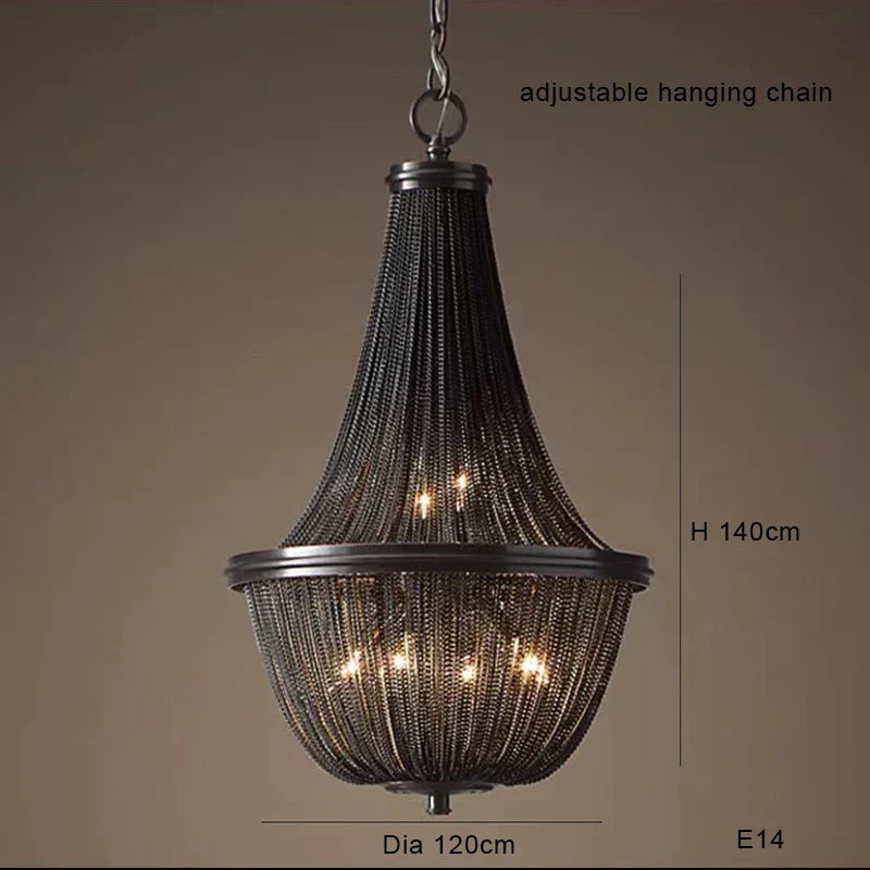 DecorBites™ Black Aluminum Chain Tassel Pendant Lights - Dimmable Classic Chandelier