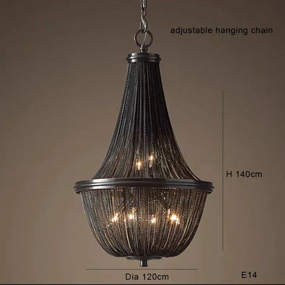 DecorBites™ Black Aluminum Chain Tassel Pendant Lights - Dimmable Classic Chandelier