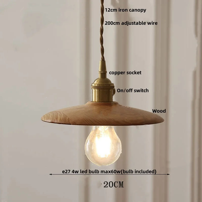 DecorBites™ LED Wood Pendant Light Fixture | Adjustable Hanging Lamp for Home Decor